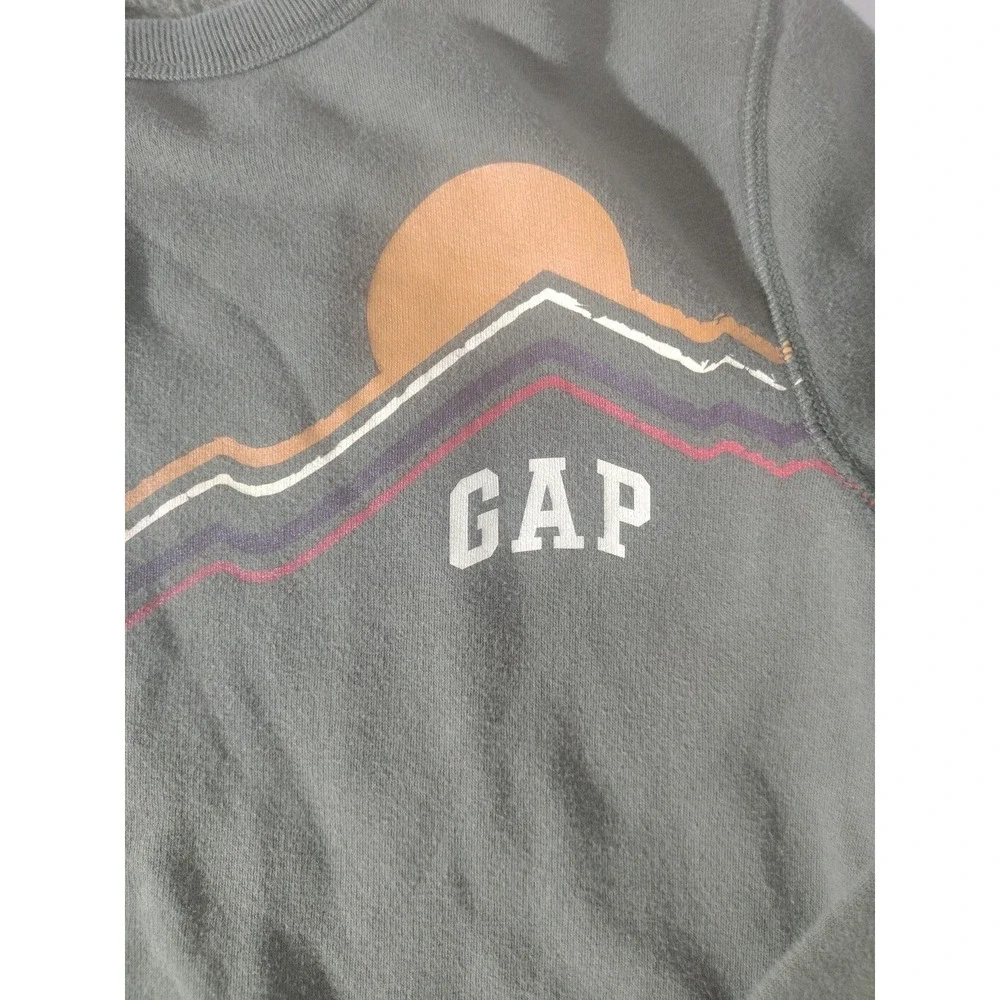 GAP Kids Boys XL (12) Green Logo Crewneck Pullover Sweatshirt Casual Long Sleeve